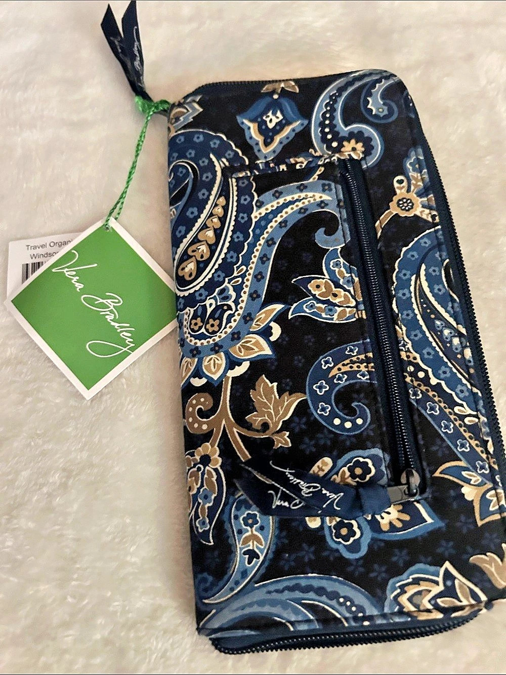 Vera Bradley Travel Organizer Paisley Blue & Black NWT